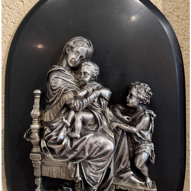 French Early 20th Century French Silvered Pewter Virgin Mary Holy Water Stoup For Sale - Image 3 of 8