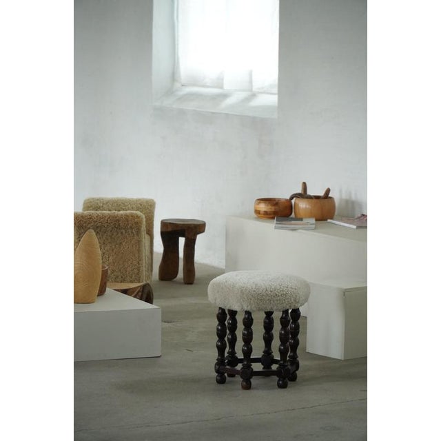 Mid-Century Modern Dark Stained Wood Stool, 1950s For Sale - Image 9 of 12