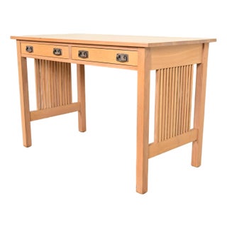 Stickley Mission Oak Arts & Crafts Spindle Writing Desk or Library Table For Sale