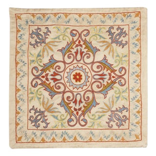 20"x20" Traditional Throw Pillow. 100% Silk Cushion Cover. Embroidery Pillowcase For Sale