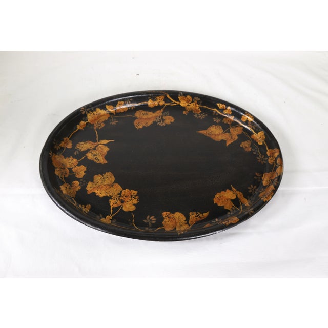 Vintage Red Hand-Painted Floral Decorative Disc/Tray For Sale In New York - Image 6 of 6