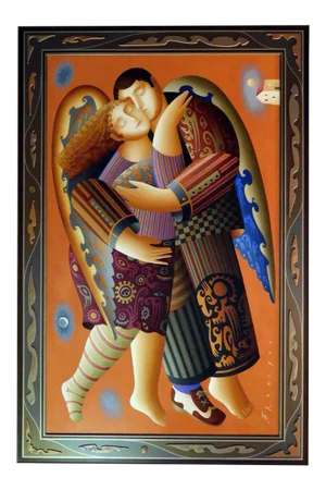 Anton Arkhipov "Love" Couple Original Hand Signed Oil on Canvas Painting in Custom Framed