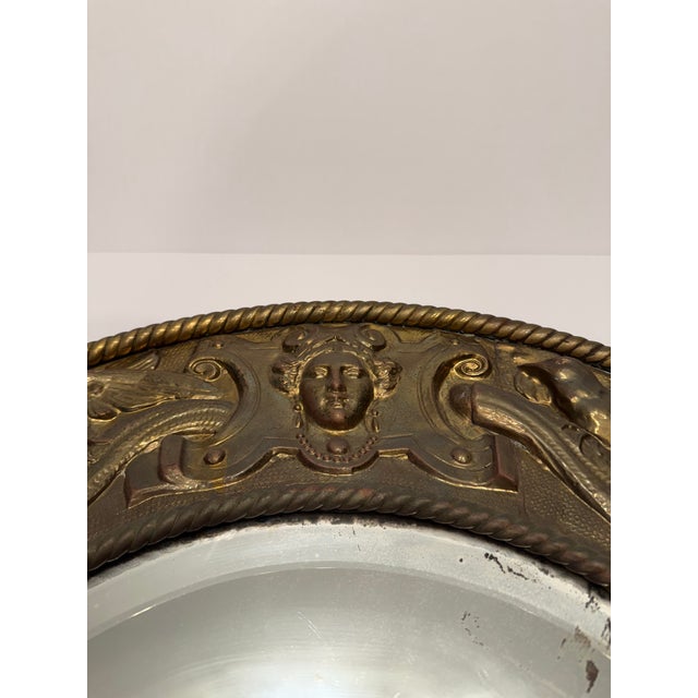 Antique 19th C French Girandole Mirror / Mirrored Wall Sconce - Ornate Cast Brass - 29" For Sale - Image 4 of 4