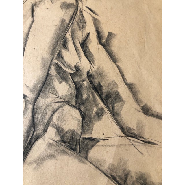 Mid-Century Charcoal Cubist Female Nude For Sale - Image 11 of 12