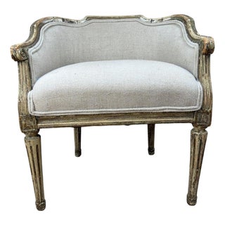 Antique French Louis XVI Petite Corbeille Vanity Chair For Sale