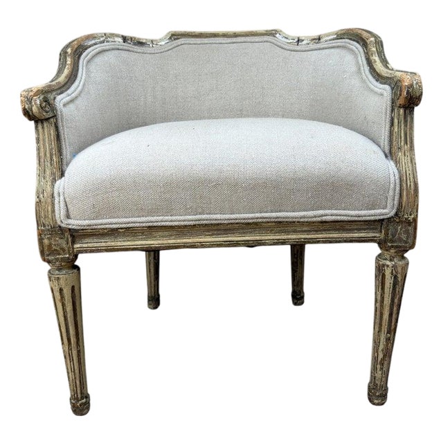 Antique French Louis XVI Petite Corbeille Vanity Chair For Sale