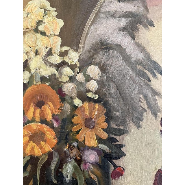 Gabriel Edouard Haberjahn, Nature morte aux fleurs et poteries, 1923, Oil on Cardboard, Framed For Sale - Image 7 of 14