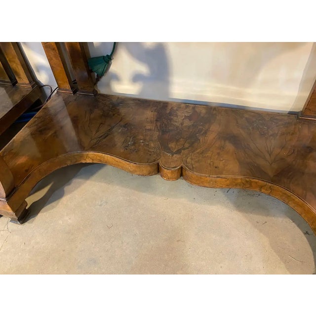 Pair of 19th Century Continental Inlaid Walnut Consoles With Yellow Onyx Tops For Sale - Image 11 of 15