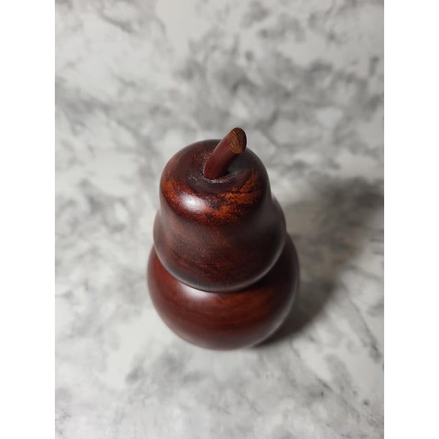 1990s Hand-Carved Wood Pear Stash Box For Sale - Image 4 of 13