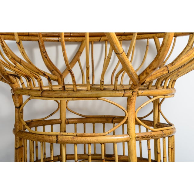 1960s Mid Century Bamboo Rattan Center Table, Original Smoked Glass Top For Sale - Image 5 of 10