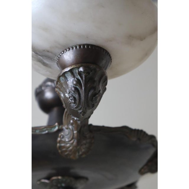 1930s Art Deco Alabaster Chandelier with Floral Decorations, 1930s For Sale - Image 5 of 18