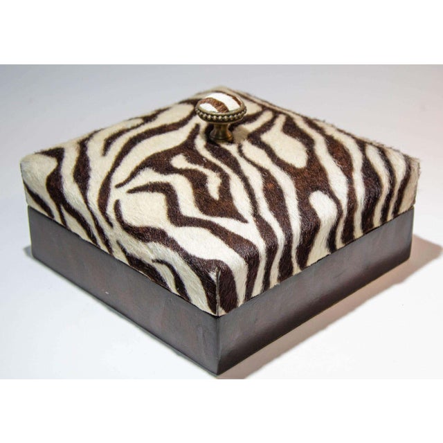 Maitland Smith Zebra Design Decorative Box, Leather, 1980s, Philippines For Sale - Image 9 of 16