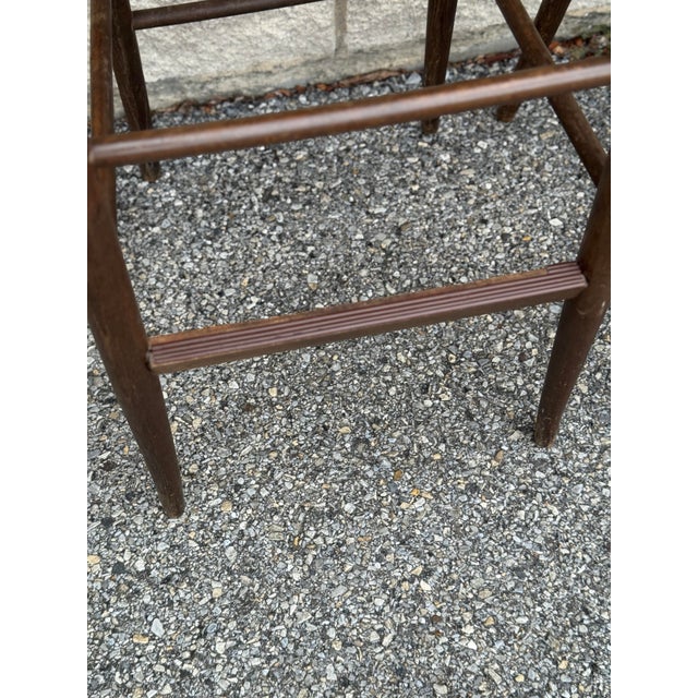 Brown Set of Four Vintage Rush Seat Ladderback Bar Stools For Sale - Image 8 of 12