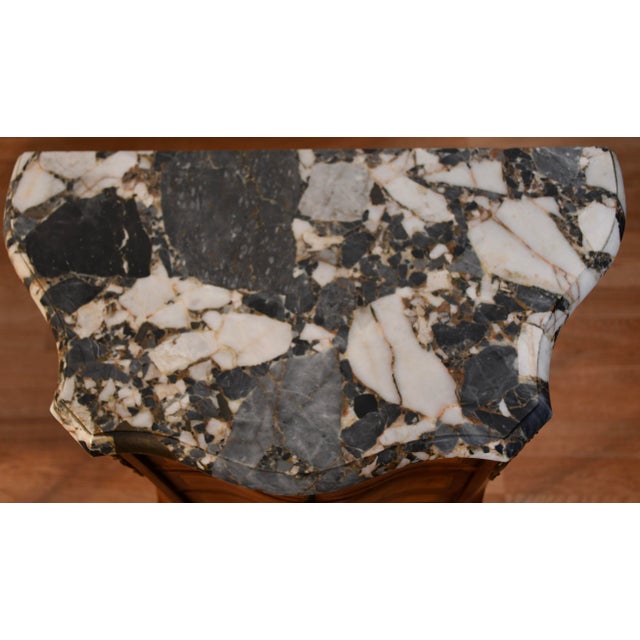 1910 Pair French Louis XV Walnut Satinwood & Marble Bedside Tables Nightstands For Sale - Image 13 of 13