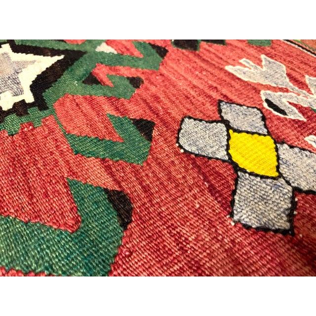 Vintage Turkish Traditional Wool Kilim Rug For Sale - Image 6 of 11