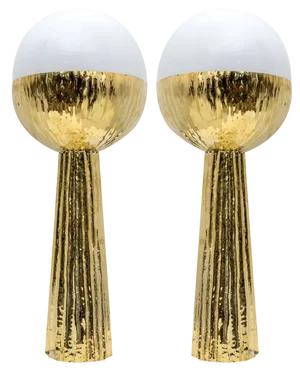 Modern Italian Table Lamps in Brass and Opaline Glass, 2000, Set of 2