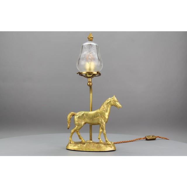 1950s French Bronze Table Lamp with Horse Sculpture, 1950s For Sale - Image 5 of 18