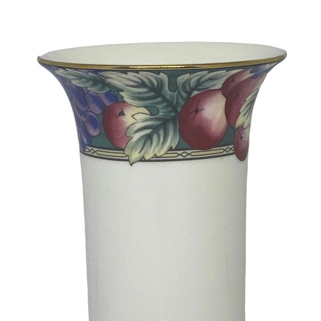 Royal Doulton Vintage Royal Doulton Orchid Hill Medium Column Fine Bone China Vase For Sale - Image 4 of 12