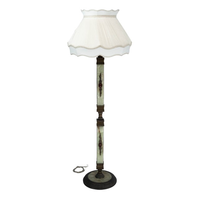 Italian Hollywood Regency Onyx and Bronze Floor Lamp, 1970s For Sale