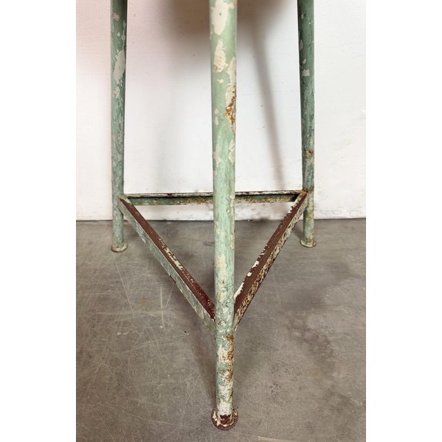 Mid-Century Modern Industrial Green Workshop Stool, 1960s For Sale - Image 3 of 15