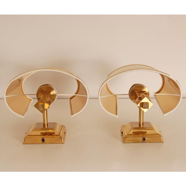 Mid-Century Modern Art Deco Skyskraper Wall Lamps Mid Century Modern French Vintage Lamps - A Pair For Sale - Image 3 of 12