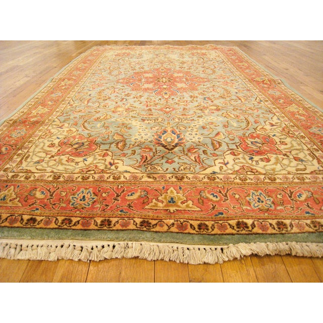 Orange Vintage Persian Decorative Oriental Sarouk Rug in Small Size For Sale - Image 8 of 8
