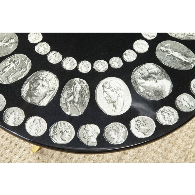 Cammei' Silver Cameos Motif Side Table by Piero Fornasetti, Signed For Sale - Image 9 of 12