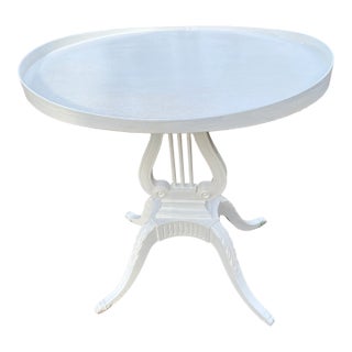 Mersman Oval Table White With Lyre Base Wood Carvings Claw Feet For Sale