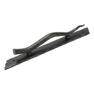Hand-Forged Wrought Iron Door Pull (Gold Patina) Raw Edge Rustic Entry Hardware For Sale