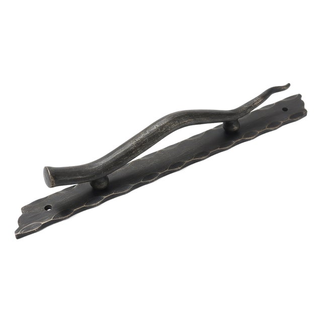 Hand-Forged Wrought Iron Door Pull (Gold Patina) Raw Edge Rustic Entry Hardware For Sale