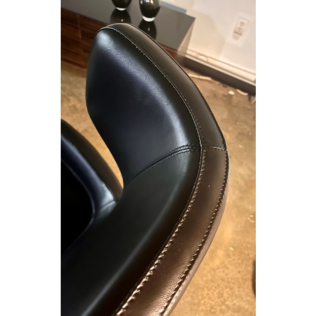 Metal Cantoni Leather Recliner Lounge Chair and Ottoman Set in Genuine Top-Grain Leather With Stainless Steel Swivel Base For Sale - Image 7 of 12