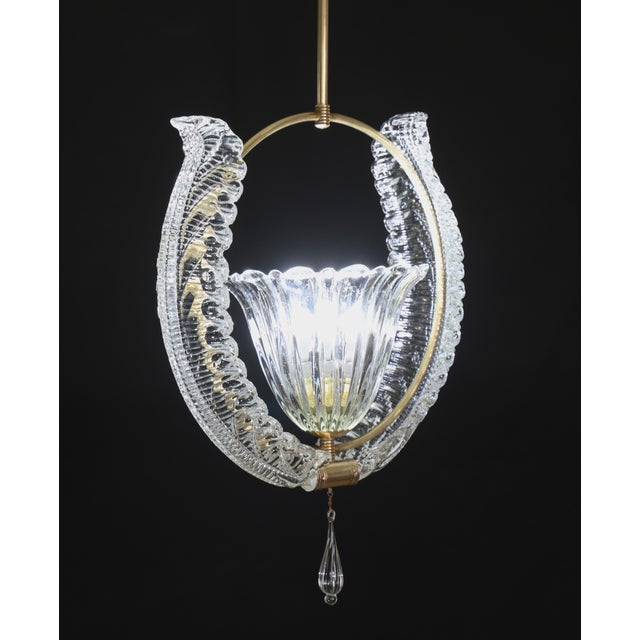 1950s 1950s Amazing Murano Glass Art Deco Pendant Chandelier by Ercole Barovier, 1940s For Sale - Image 5 of 16