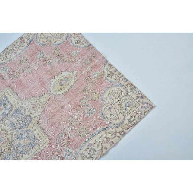 Red Distressed Oushak Wool Rug For Sale - Image 5 of 7