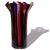 Mid-Century Modern Vintage Murano Oggetti Label Red Blue Yellow Black Gray Bands Italian Art Glass Tall Fazzoletto Flower Vase For Sale - Image 3 of 7