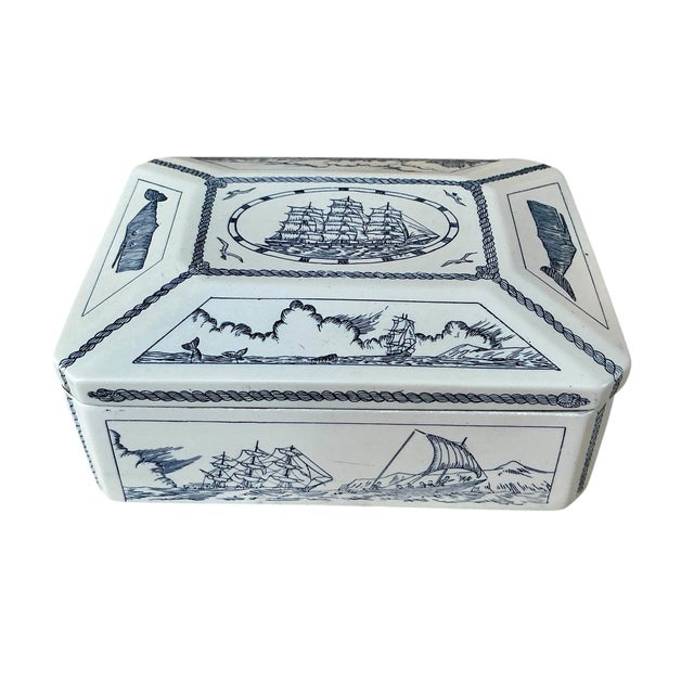 Vintage Faux Scrimshaw Beatrice Whaleship Trinket Jewelry Box Made in Great Britain For Sale - Image 12 of 12