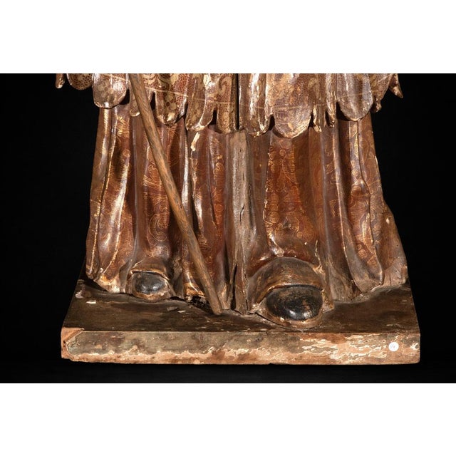Mexican Artist, Colonial Figure of Saint Francis Xavier, 18th Century, Wood For Sale - Image 6 of 10