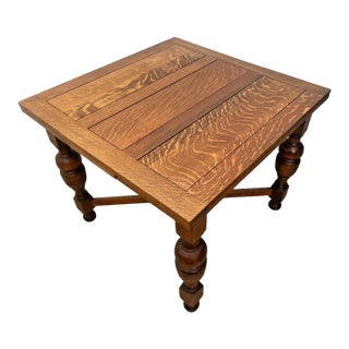 Early 20th Century English Tudor Expansion Table Turned Baluster Legs Quarter Sawn Oak, X-Stretcher 1a For Sale