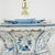 Vintage Hand-Painted Dutch Blue and White Tile-Style Metal Table Lamp - Octagonal Urn With Pastoral Scenes For Sale - Image 16 of 17