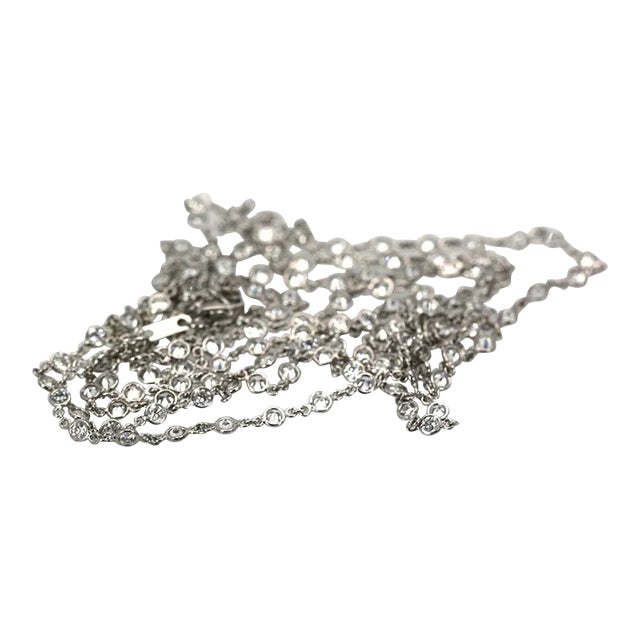 Diamond Platinum Eternity Necklace For Sale