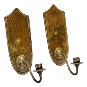 Hammered Brass Wall Sconces, 1960s, Set of 2