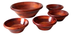 Mid-Century Wood Serving Bowl Set