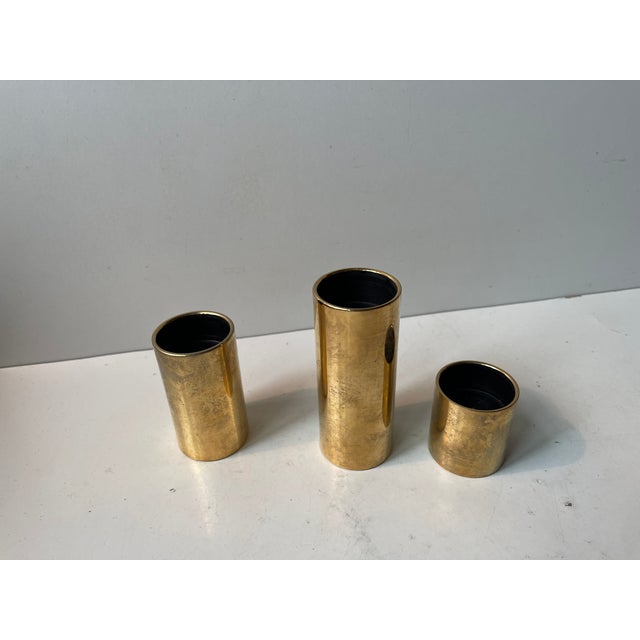 Danish Modern 24 Carat Gold Plated Candleholders by Hugo Asmussen, Set of 6 For Sale - Image 9 of 12
