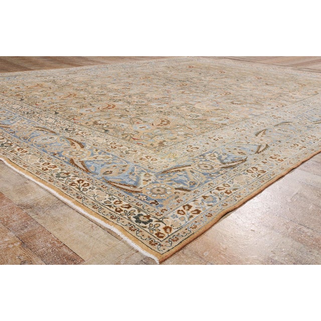 Tan Antique Persian Mashhad Rug, 10'03 X 13'05 For Sale - Image 8 of 10