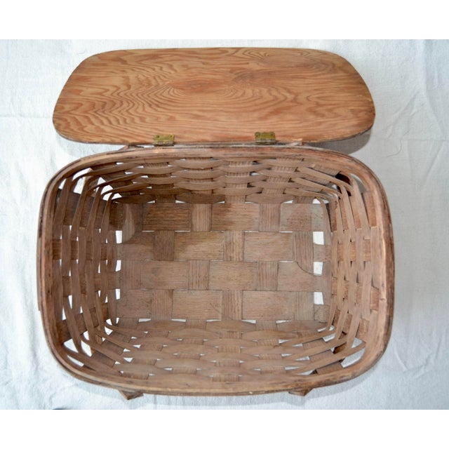 Mid 20th Century Woven Wood Picnic Basket - For Sale - Image 6 of 16