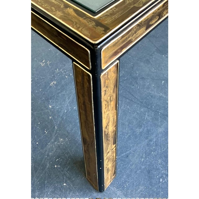 Vintage Acid Etched Brass and Glass Dining Table After Bernhard Rohne For Sale - Image 10 of 14