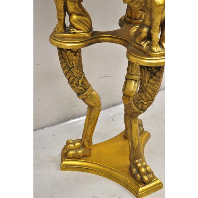 Vintage Egyptian Revivial Giltwood Round Marble Top Figural Pedestal Plant Stand For Sale - Image 10 of 12