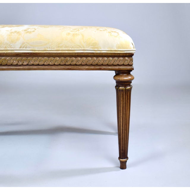 Louis XVI Style Benches After Baker Furniture, Giltwood & Silk, 1960s For Sale - Image 11 of 13