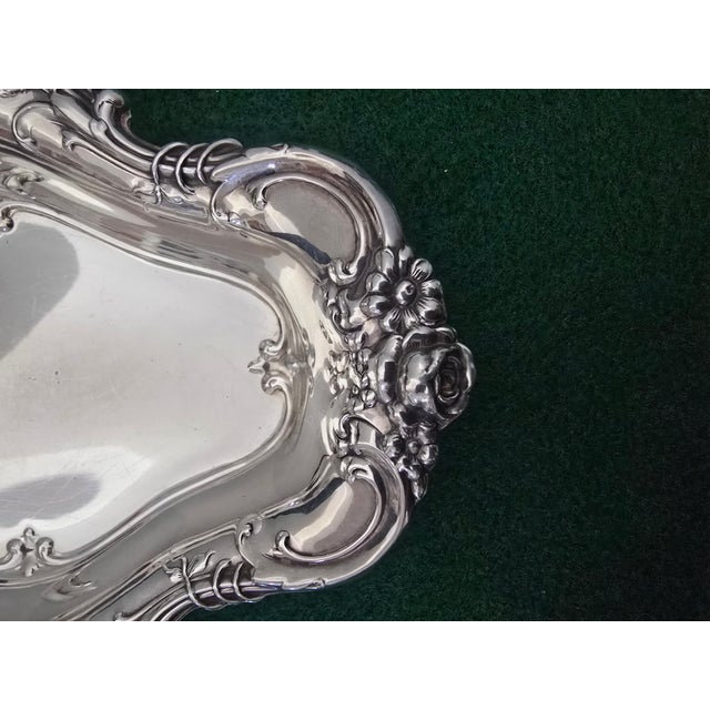 Wallace Silversmiths Mid 20th Century Wallace Sterling Silver Meadow Rose Candy Dish #4114 For Sale - Image 4 of 4