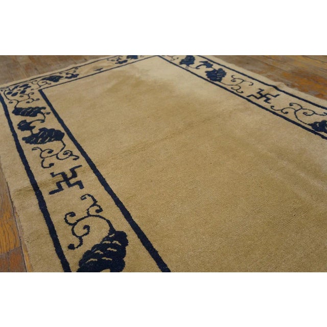 Beige 1920s Small Beige Open Field Swastika Antique Chinese Peking Rug For Sale - Image 8 of 12