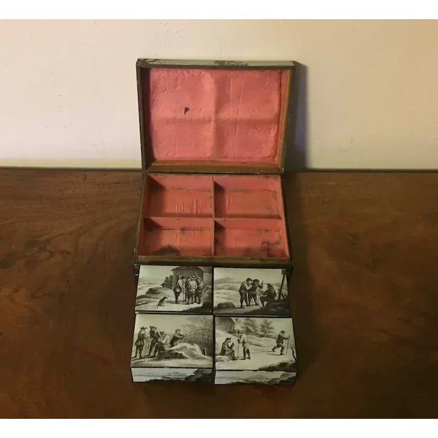 Traditional Antique 18th Century Belgian Grand Tour Lacquer Paint Decorated Wood Jewelry Trinket Box For Sale - Image 3 of 13